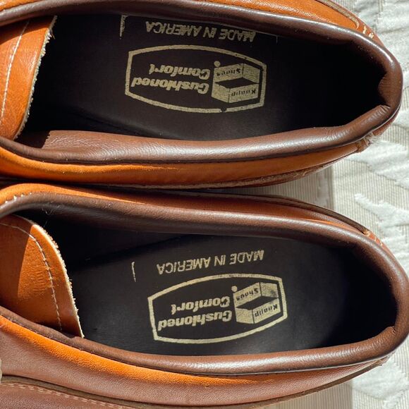 NWOB Vintage 70s Knapp Shoes London Tan Leather Steel Toe Work Shoes Women's 7.5 - Picture 2 of 8